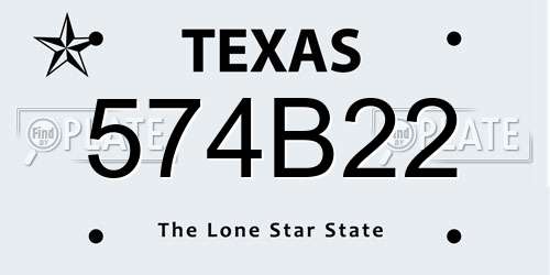 574B22 Texas License Plate