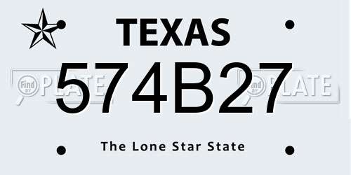 574B27 Texas License Plate