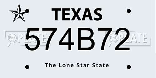574B72 Texas License Plate