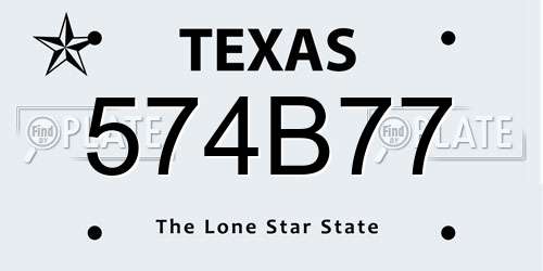 574B77 Texas License Plate