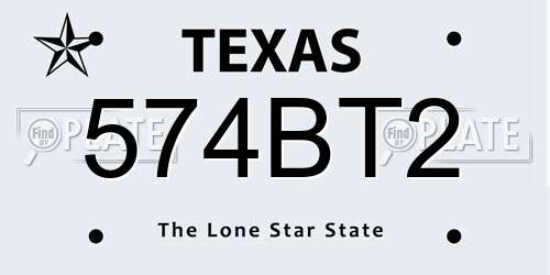 574BT2 Texas License Plate