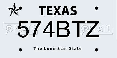 574BTZ Texas License Plate