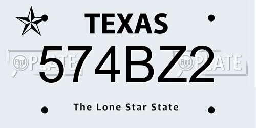 574BZ2 Texas License Plate