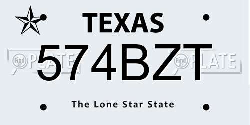 574BZT Texas License Plate