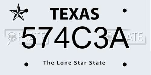 574C3A Texas License Plate