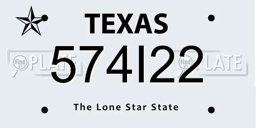 574I22 Texas License Plate