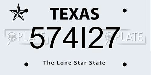 574I27 Texas License Plate
