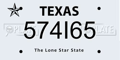574I65 Texas License Plate