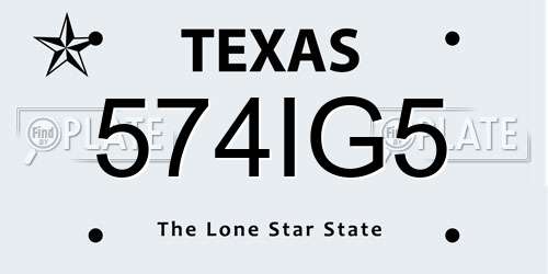 574IG5 Texas License Plate