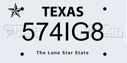 574IG8 Texas License Plate