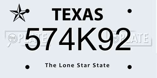 574K92 Texas License Plate