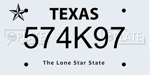 574K97 Texas License Plate