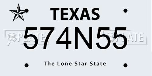 574N55 Texas License Plate