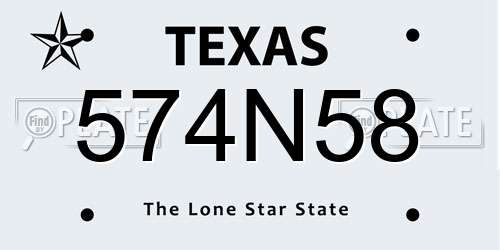 574N58 Texas License Plate