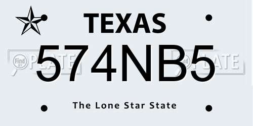 574NB5 Texas License Plate