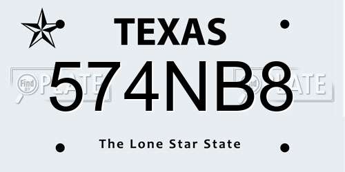 574NB8 Texas License Plate