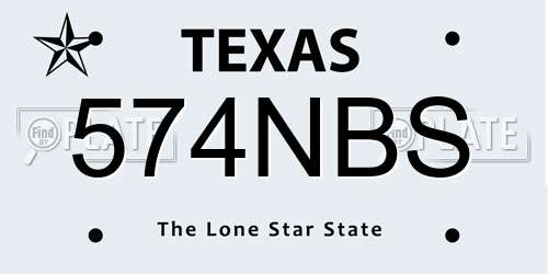 574NBS Texas License Plate