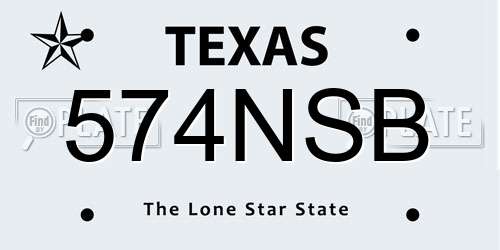 574NSB Texas License Plate