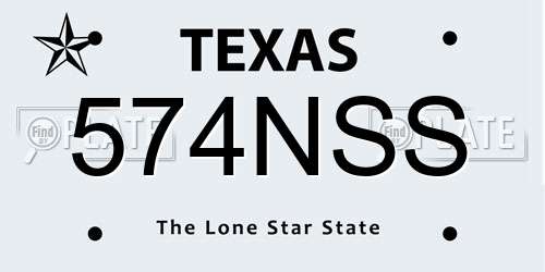 574NSS Texas License Plate