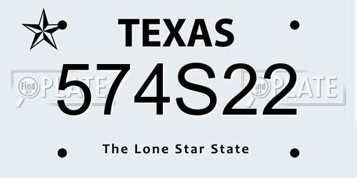 574S22 Texas License Plate