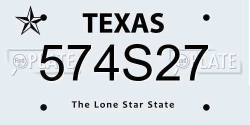 574S27 Texas License Plate