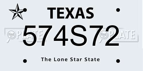 574S72 Texas License Plate