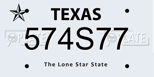 574S77 Texas License Plate
