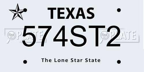 574ST2 Texas License Plate