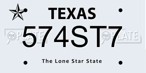 574ST7 Texas License Plate