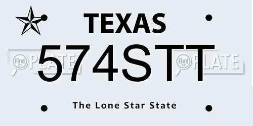 574STT Texas License Plate