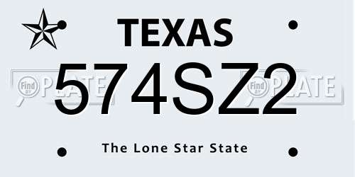 574SZ2 Texas License Plate