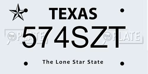 574SZT Texas License Plate