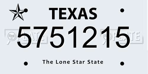 5751215 Texas License Plate