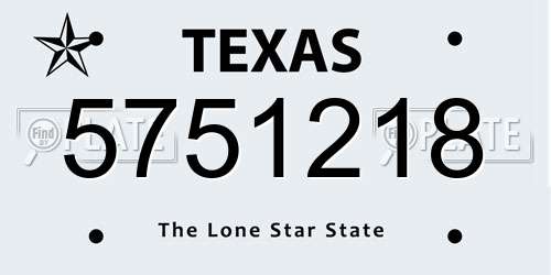 5751218 Texas License Plate