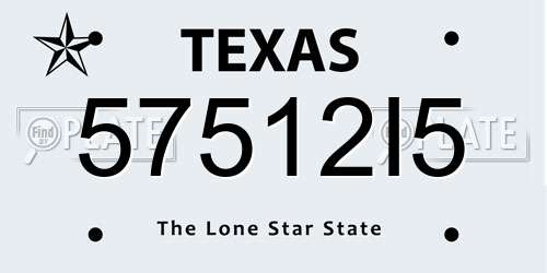 57512I5 Texas License Plate