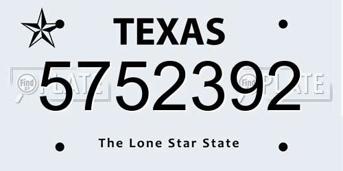 5752392 Texas License Plate