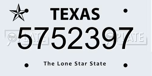 5752397 Texas License Plate