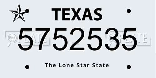 5752535 Texas License Plate