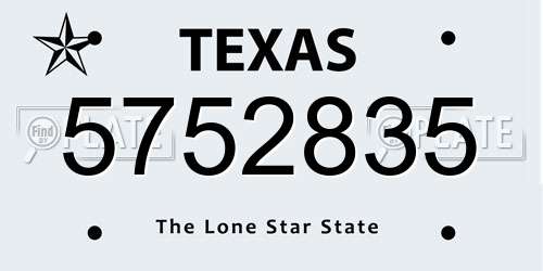 5752835 Texas License Plate