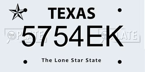 5754EK Texas License Plate