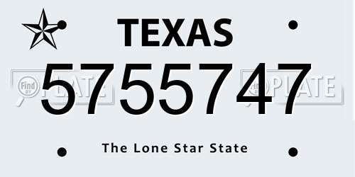 5755747 Texas License Plate
