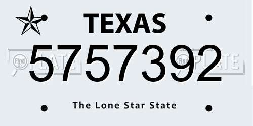 5757392 Texas License Plate