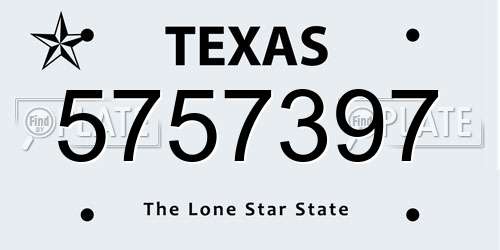 5757397 Texas License Plate