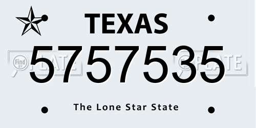 5757535 Texas License Plate