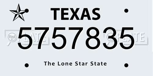 5757835 Texas License Plate