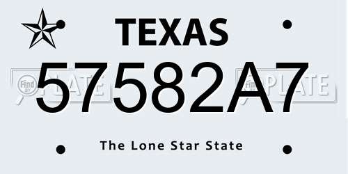 57582A7 Texas License Plate