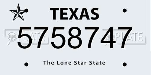 5758747 Texas License Plate