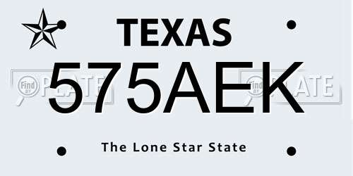 575AEK Texas License Plate
