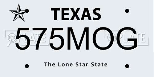 575MOG Texas License Plate
