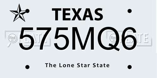 575MQ6 Texas License Plate
